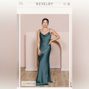 Revelry Nadia Satin Eucalyptus Bridesmaid Dress